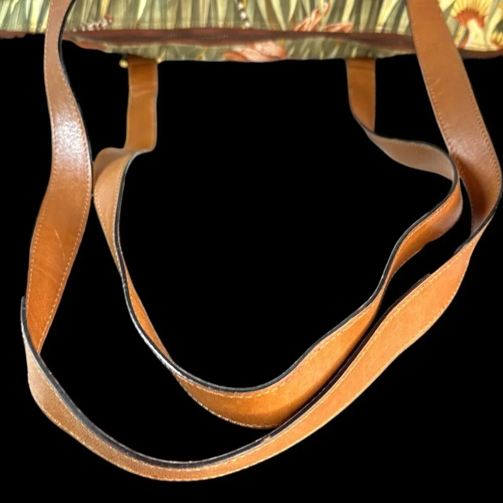 Salvatore Ferragamo Vintage Foldable Canvas and Leather Botanical
